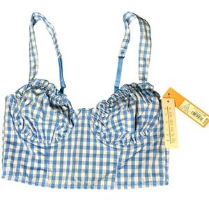 💙 NWT Colsie Light Blue Gingham Bralette – Size S – Soft & Stylish!